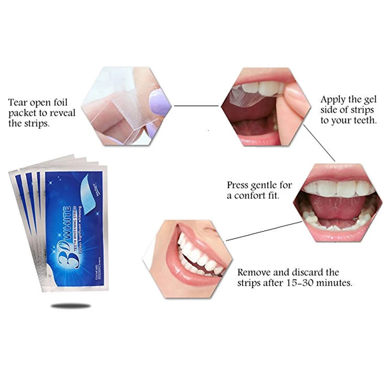 5 Pair 3D Whitening Gel Strips Bright White Dental Whitening Dental Bleaching Tool Treatment Teeth Whitening Strip Teeth Strips