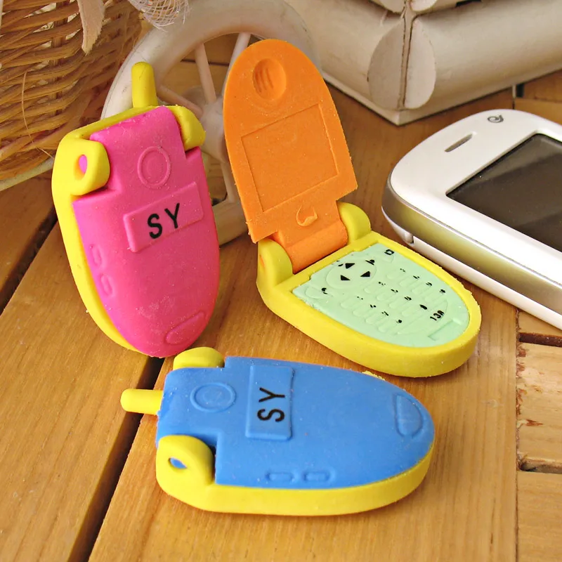 

1PCs New Gomas De Borrar Kawaii Valentine's Day Gifts Stationery Small Flip Phone Style Eraser School Supplies Prize K6813