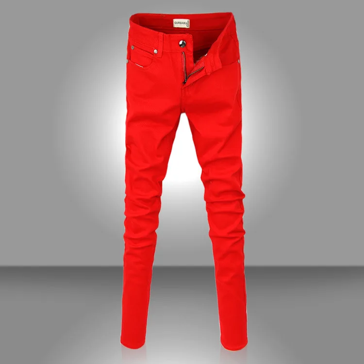 2019 Young Men Jeans Male Fashion Designer Brand Black White Red Jeans New Cotton Pants Slim Skinny Long Trousers Stretch Jeans 2019 Young Men Jeans Male Fashion Designer Brand Black White Red Jeans New Cotton Pants Slim Skinny Long Trousers Stretch Jeans
