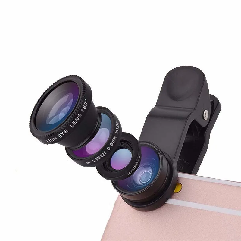 

3 in 1 Wide Angle Macro Fisheye Lens Kit with Clip 0.67x Mobile Phone Fish Eye Lens for iPhone Lens Lentes Mobile Phone