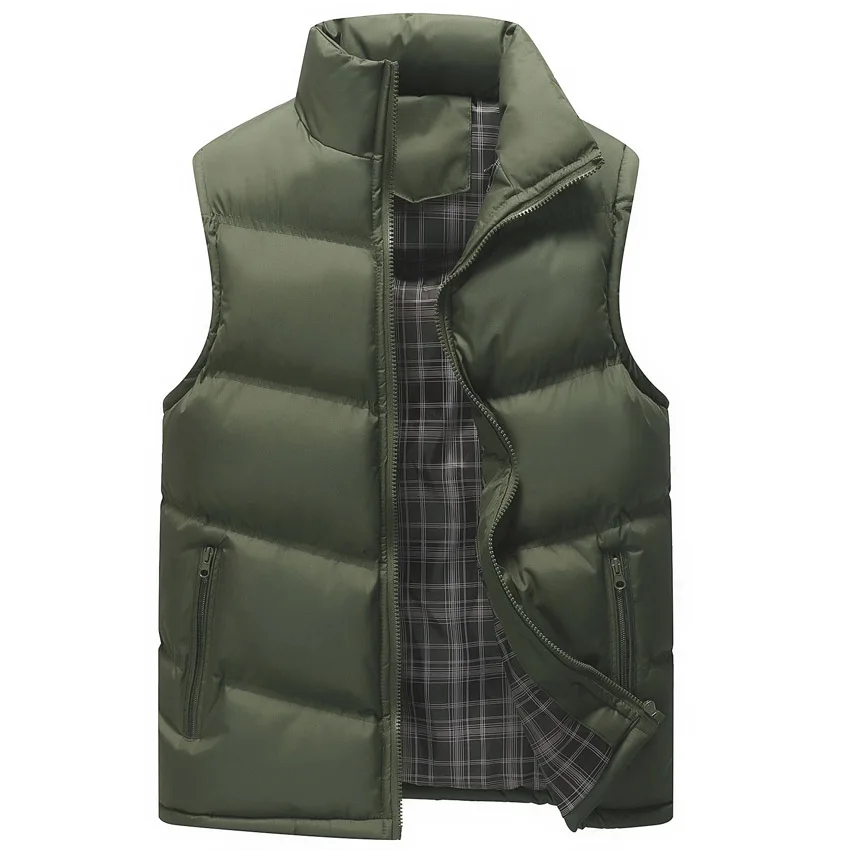 Preise Männlichen Frühling Herbst Ärmellose Jacken Stehkragen Plus Größe 4XL Westen Armee Khaki Casual Weste Solide herren Westen Männer mäntel