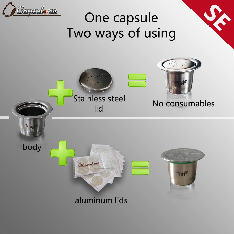 

3PCS capsulone compatible capsule for nespress ocoffee machine espresso reusable coffee capsule sticker lids refillable capsules