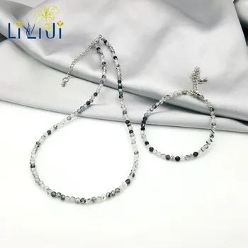 

Lii Ji Natural Gemstone 3mm Sparking Tourmaline Aquamarine Moonstone Rhodochrosite Jewelry Set For Women or Men Daily Wear