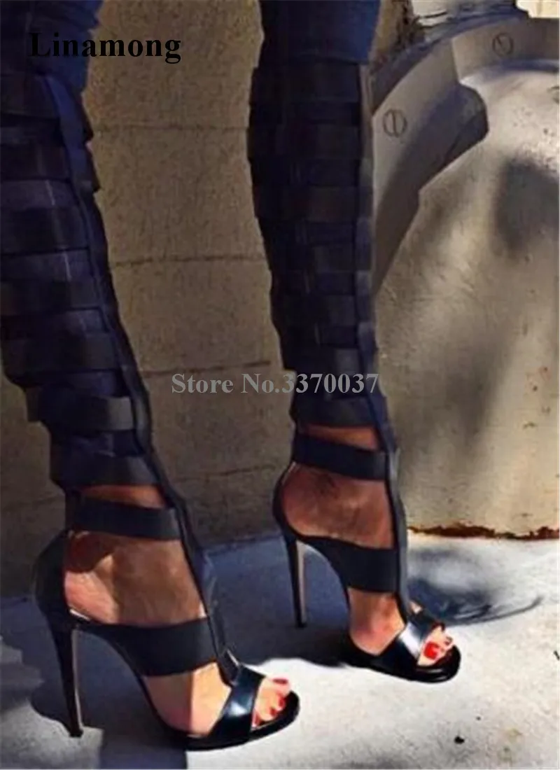 open toe gladiator boots