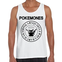 Новая мода Пикачу мультфильм мужские майки Покемоны печатных жилет Смешные крутые футболки