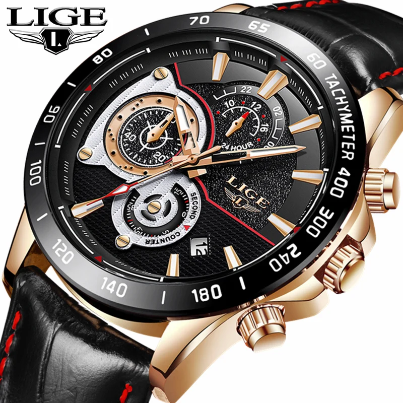 

2019 NEW Men's Watches Brand LIGE Brand Luxury Men's Fashion Business Watch Men's Waterproof Leather Fashion Casual Quartz Watch