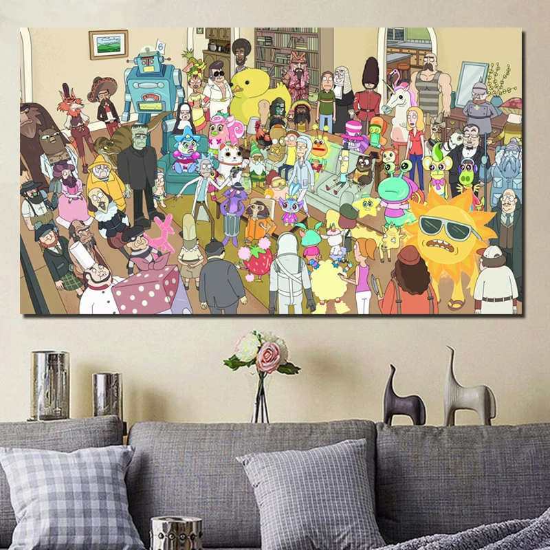 

Rick And Morty A Lot Of People Wall Art Canvas Painting Posters Prints Modern Painting Wall Pictures For Living Room Home Decor