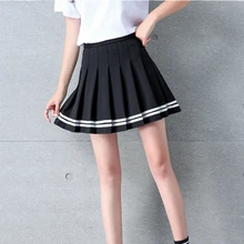 Летняя новая женская юбка японская плиссированная мини-юбка Harajuku Kawaii Полосатая юбка плиссированная школьная длинная юбка в пайетках