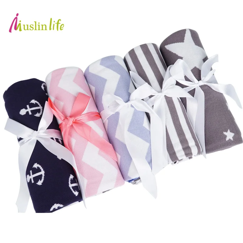 Muslinlife BabyToddler Bedding Knitted Baby Blanket Wrap Soft Blankets