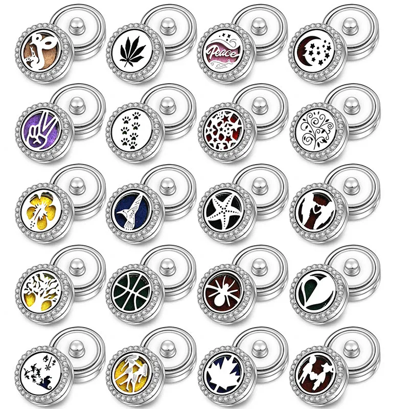 

20 Styles Aromatherapy Snap Buttons Jewelry 18mm Magnetic Perfume Locket Stainless Steel Essential Oil Diffuser Fashion Bracelet
