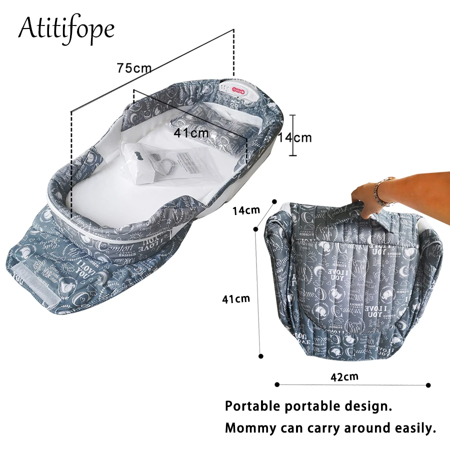 Складная детская кровать, переноска для путешествий, функции как сумка для подгузников и пеленальная станция, детская сумка, переноска для новорожденных, складная кроватка