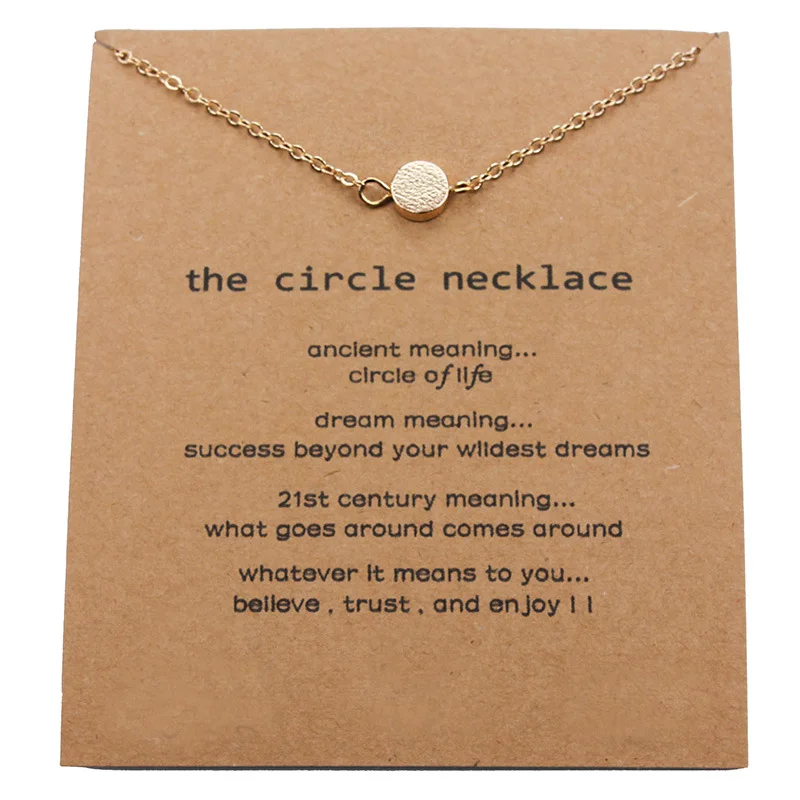 

1pc Simple The Circle Charm Wish Card Choker Collier Necklaces Links Chains Gold Plate For Women Statement Jewelry Gift