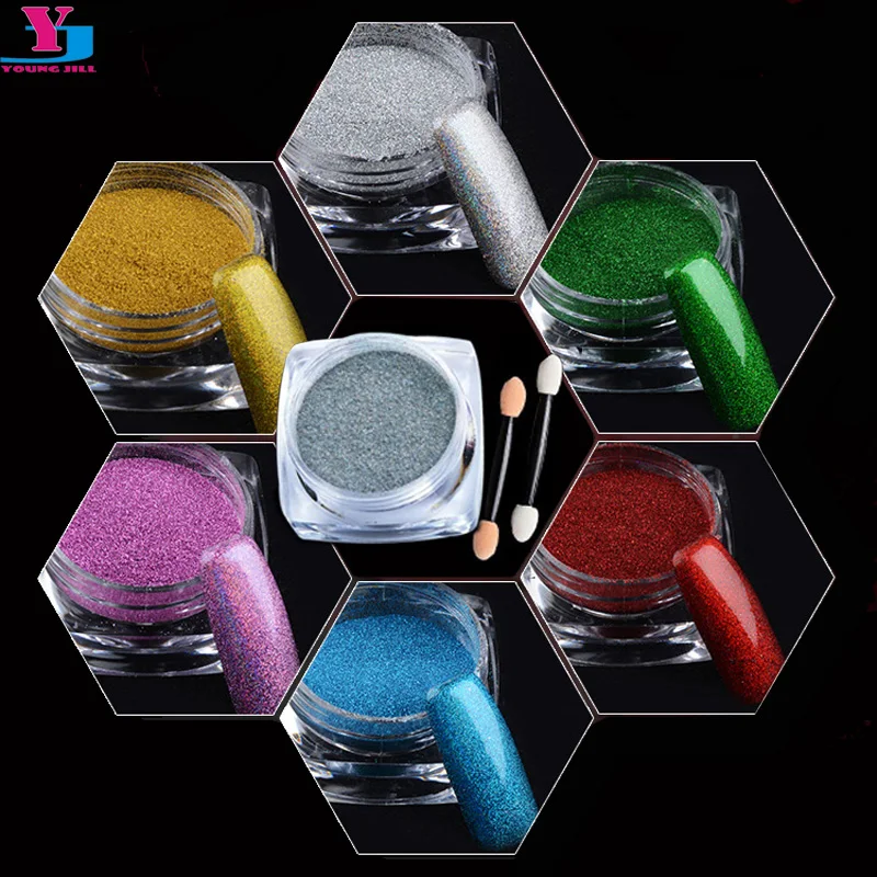 

New 12 Pcs Mermaid Effect Nail Polish Laser Nail Glitter Powder Dust Magic Glimmer 6 Colors Polvere Unicorn Unha Mirror Pouder