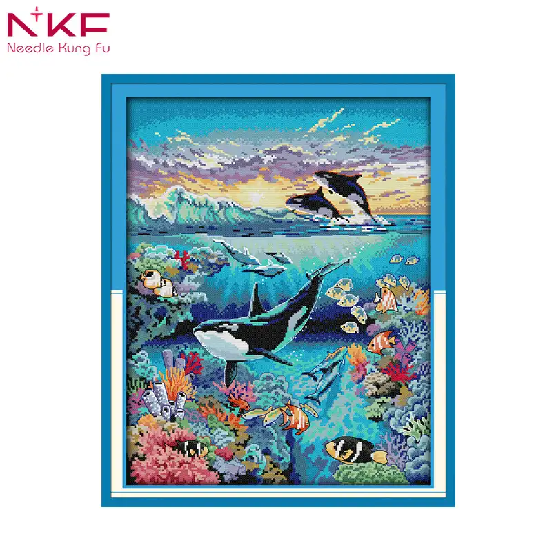 Nkf Dolphin Underwater World Counted Cross Stitch Patterns Dmc Embroidery Kits Sale Print Pattern Handicraft Needlework Sets Counted Cross Stitch Counted Cross Stitch Patternscross Stitch Set Aliexpress