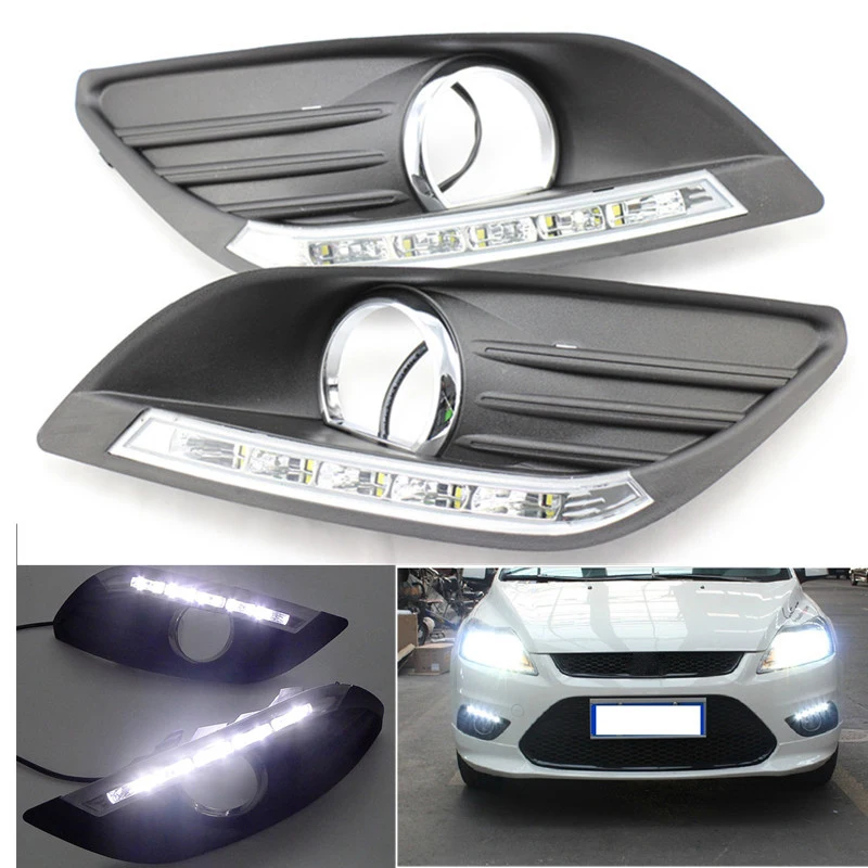 2 PCS High Quality LED Daytime Running Light DRL For Ford Focus Sedan 2009 2010 2011 2012 2013 Fog Lamp Modify Waterproof 2 PCS High Quality LED Daytime Running Light DRL For Ford Focus Sedan 2009 2010 2011 2012 2013 Fog Lamp Modify Waterproof