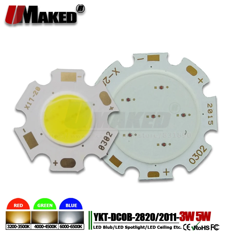 10 шт. COB Chip LED Light Bead 3 Вт 5 красный/зеленый/синий/теплый/натуральный/белый цвет