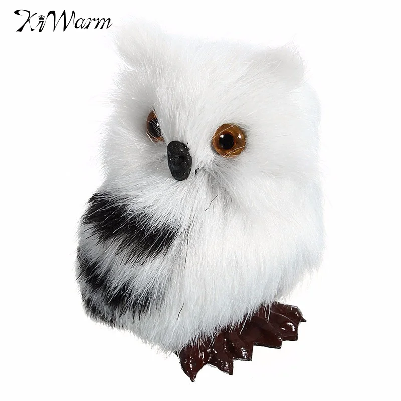 Reizende Eulen-weiße schwarze pelzartige Weihnachtsvogel-Verzierungs-Dekor P9M3