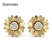 ZORCVENS Новинка CZ Камень Модные ювелирные изделия Femme золото серебро цвет милый Подсолнух кристалл серьги гвоздики для женщин