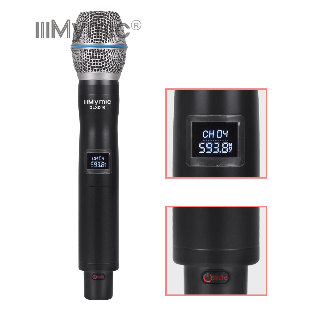 iiiMymic GLXD10 Fixed UHF500 600Mhz Frequency Dual Meta Handheld Transmitter Vocal Wireless Microphone System with Plastic Case|Микрофоны| |