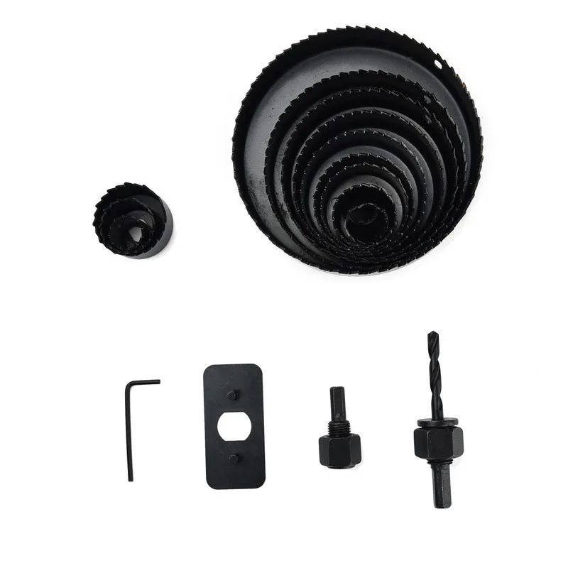 High quality 16pcs woodworking opener set hole saw sleeve down blade accessories 19-127mm blades for wood cutting High quality 16pcs woodworking opener set hole saw sleeve down blade accessories 19-127mm blades for wood cutting