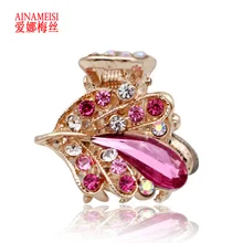 AINAMEISI, золотые металлические листья, мини Когти для волос, заколка со стразами, украшения для волос, очаровательные аксессуары для волос для женщин и девушек