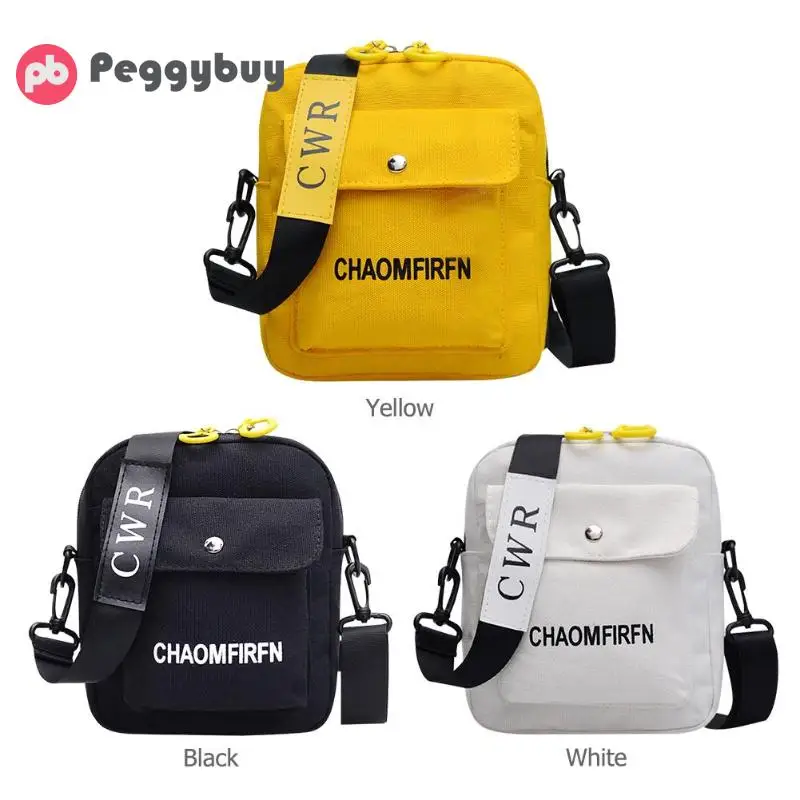 Square Vertical Phone Bag Women's Messenger Bag Letter Print Sports Shoulder Messenger Handbags Unisex Canvas Crossbody Bag