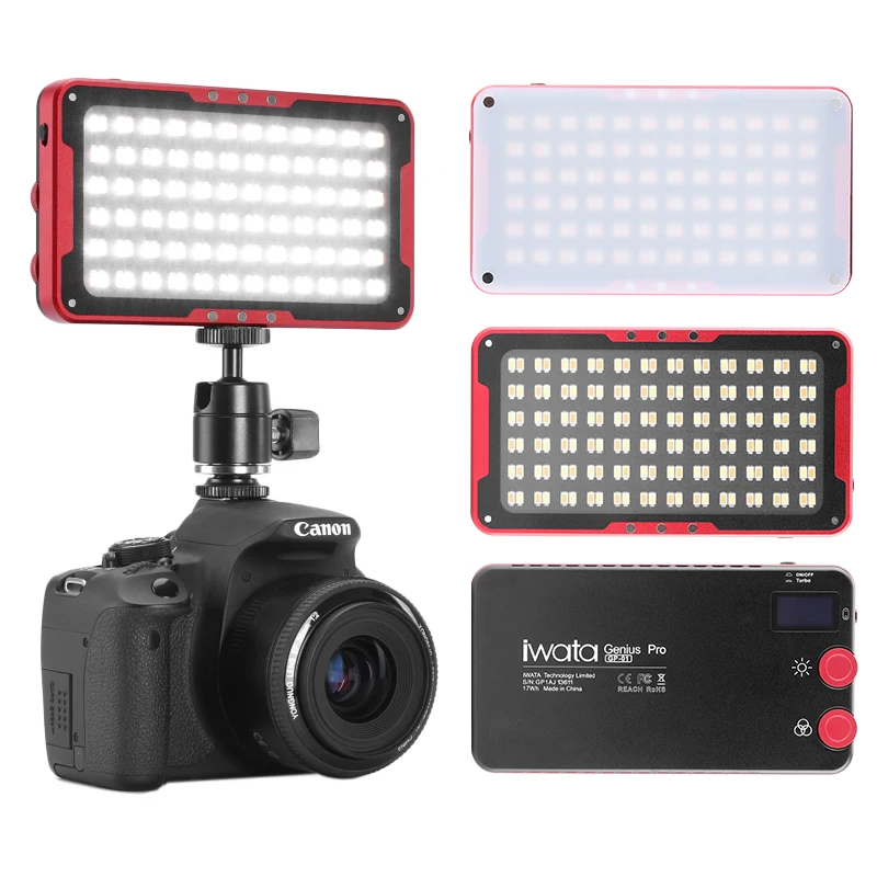 

Iwata GP-01 144 LED Video Light 2600-6000K 24w Photo Studio Continus Fill Lighting OLED Display Built-in Battery for DSLR camera