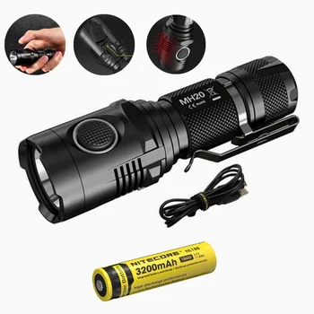 

Nitecore MH20 Portable Flashlight with Nitecore Nl188 18650 3200mah battery XM-L2 1000 Lumens USB Charging Camping Light