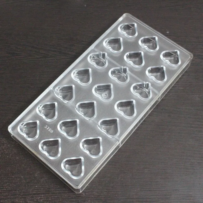 В форме сердца Поликарбонат шоколадная форма литья под давлением Жесткий Поликарбонат конфеты пресс-форм PC форма для шоколада