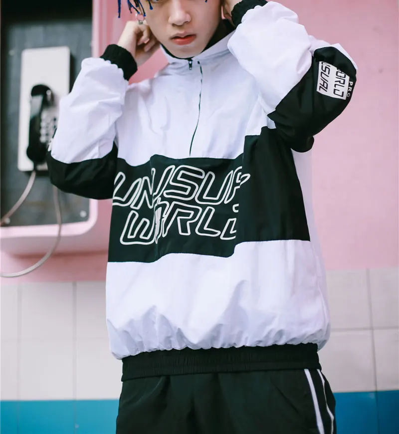 Color Block Patchwork Pullover Jackets 2