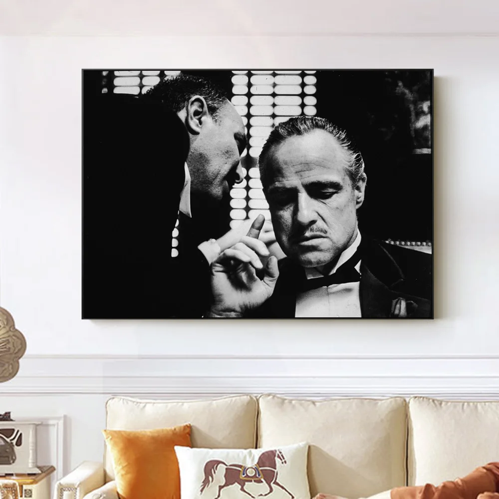 Крестный отец плакат Марлон Брандо принт черно-белые фильмы картины стены Искусство Холст Живопись бескаркасные фрески Фреска фильм