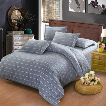

Plaid gray Modern fashion Bedding Set Cartoon Bed Linen Sheet Pillow cases Duvet Cover Sets pillow cases Home Textile 4 pcs