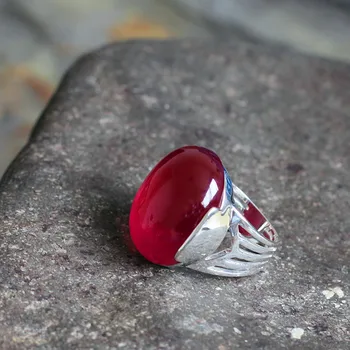 

S925 silver process of domestic noble women red lady just type ring