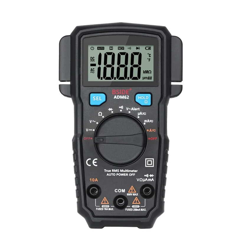 BSIDE ADM62 True RMS Digital Multimeter Auto Range DMM Dual Slot TRMS