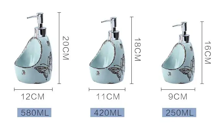 Керамический диспенсер для жидкого мыла для ванной, кухонный диспенсер для дезинфицирующего средства для рук, бутылка с губкой для ванны, контейнер для шампуня и лосьона