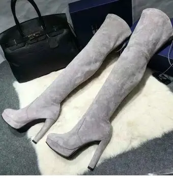 

Abesire 2019 Newest Style Women Stretch High Heels Over-the-knee Boots Ladies Round Toe Platform Slim Boots Girls Slip-on Shoes