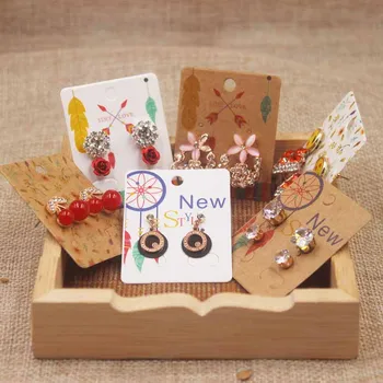 

Zerong new arrival 50Pcs Earrings Package Ear Stud Card5*4cm Jewelry Display Hang Tag print card Mulit design earring cards