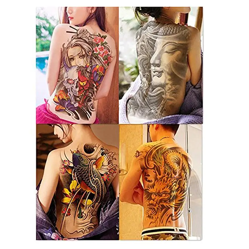 

4 Sheets Extra Large Back Sexy Temporary Tattoos Sticker For Men Women Fake Flash Tattoo Stickers Waterproof Transferable