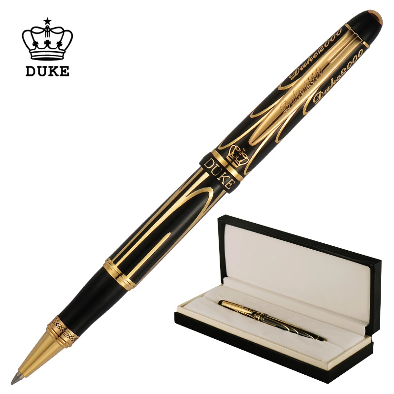Металлическая шариковая ручка Duke Pioneer хромированная Красивая золотисто черная