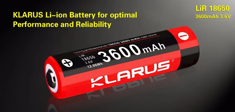 klarus 3600mAh литий-ионная аккумуляторная батарея 18650 для портативного освещения
