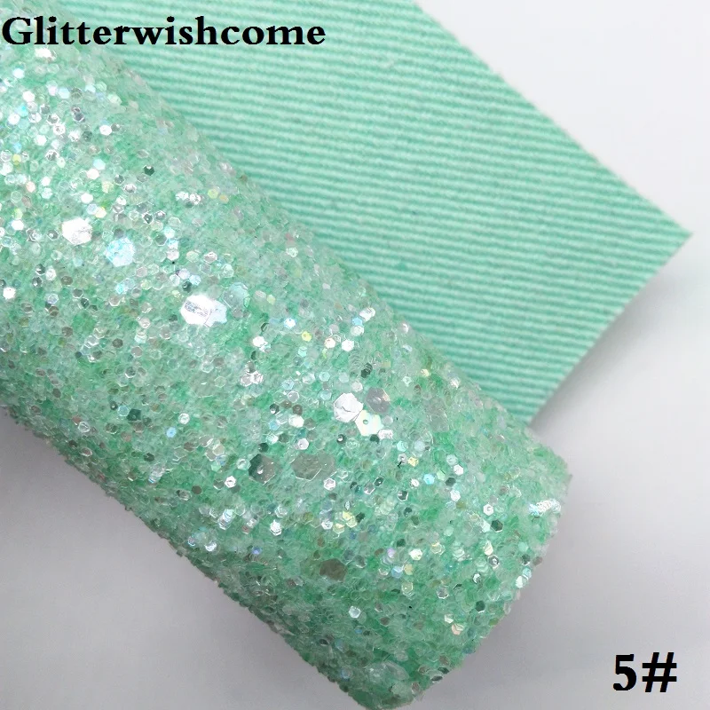 Glitterwishcome 21X29 см A4 Размер синтетическая кожа, соответствующий цвет подложки, толстый блеск кожа винил для луков, GM033A - Цвет: 5