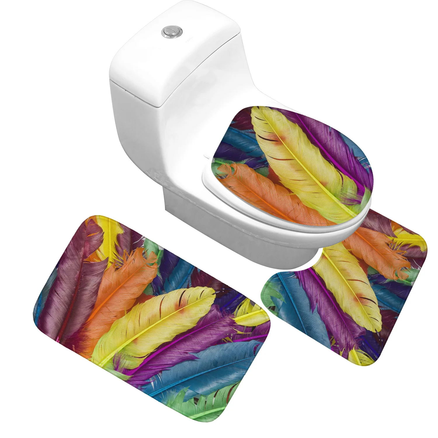 Buy Honlaker Peacock Feather Bath Mat 3 Pieces/sets