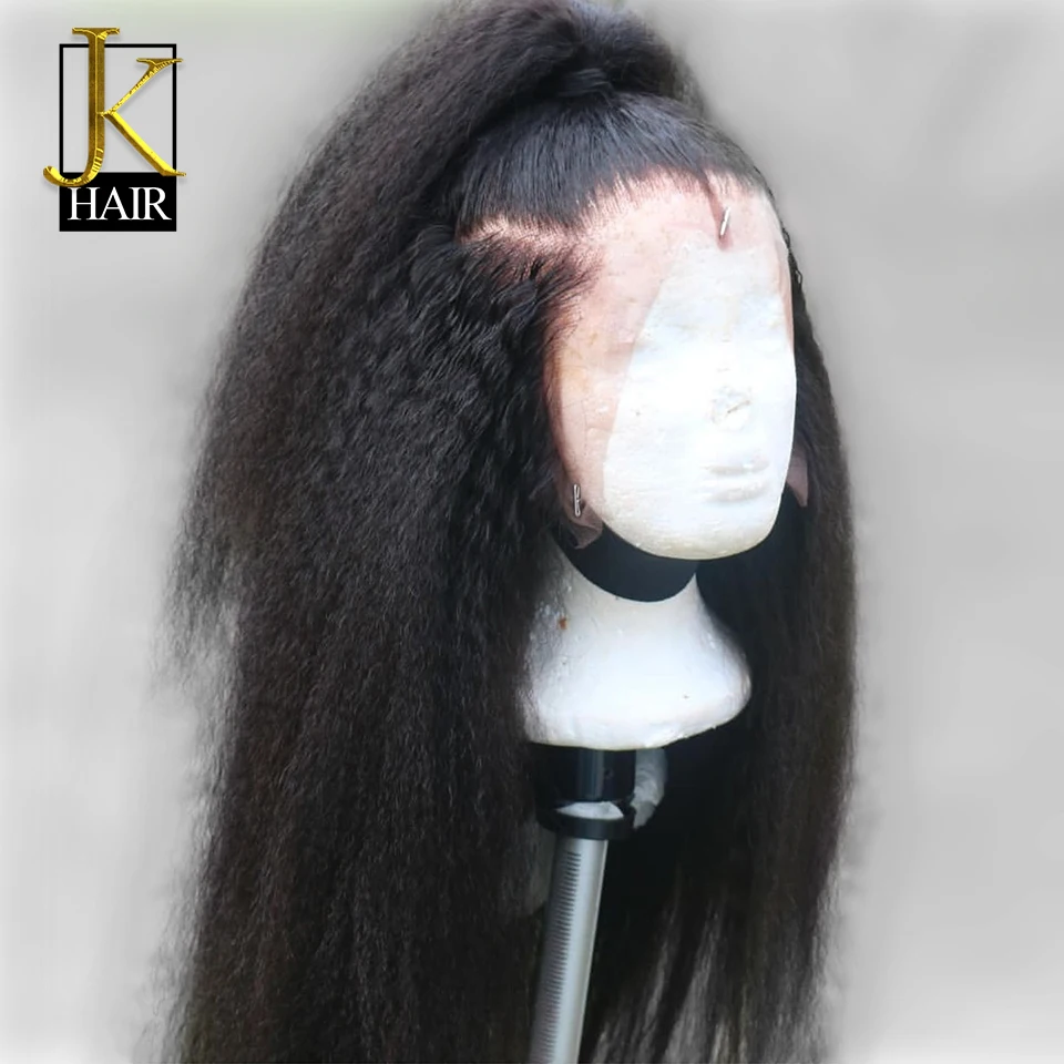 

JK Kinky Straight Wig 13x4 Remy Brazilian Lace Front Human Hair Wigs For Women Natural Black Color Lace Front Wig With Baby Hair