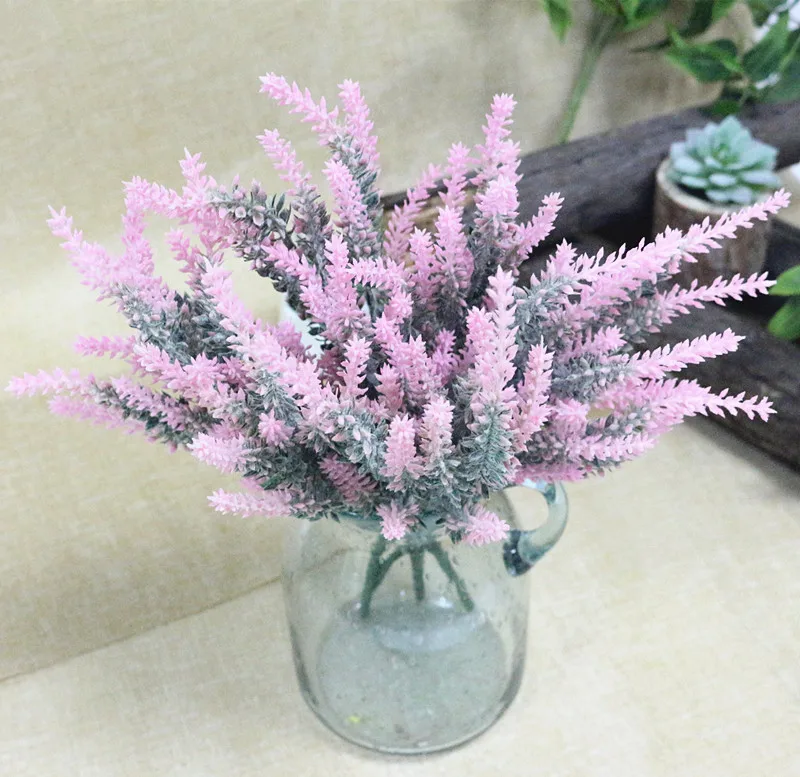 Flone 5 Branch Romantic Provence Lavender Artificial Flower Bouquet Simulation Plastic Flowers Wedding Home Party Decor Plants (5)