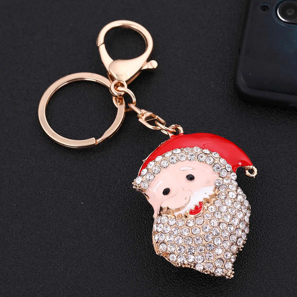 

Teamer Christmas Series Handbag Accessories Key Chain Holder Santa Claus Keychain for Friend Crystal Enamel Christmas Gifts