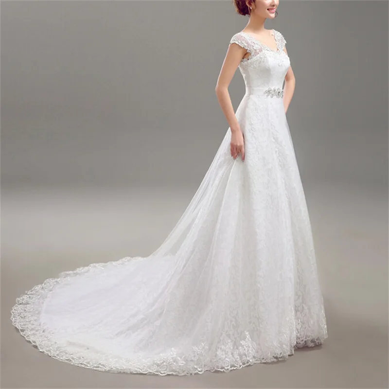 

2017 New Gorgeous Wedding Dresses with Appliques White/Ivory Princess Formal Dress Elegant Lace Vestidos De Novia Bridal Gown