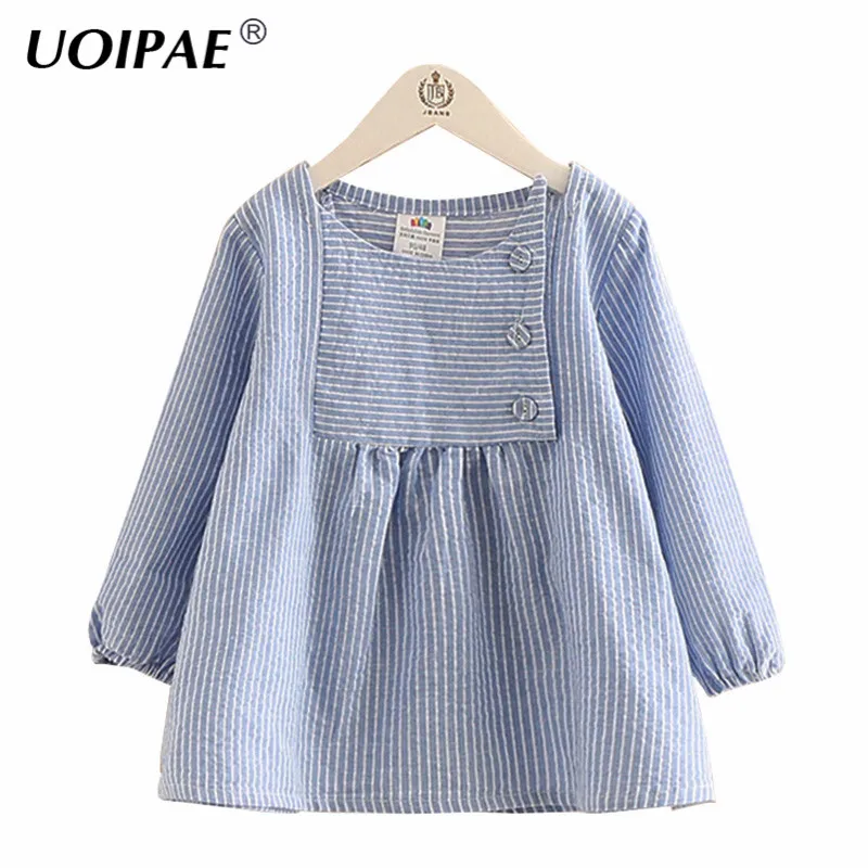 Kids Dress Girls Sprign New 2017 Casual Striped Simple Dress Girl Child Long Sleeve O-neck Baby Girl Clothes 4677W