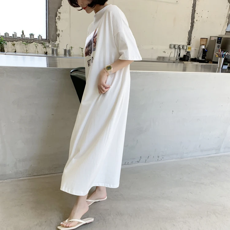New 2020 Fashion streetwear letter words print maxi long dress boho beach sundress vestidos zomerjurk dames