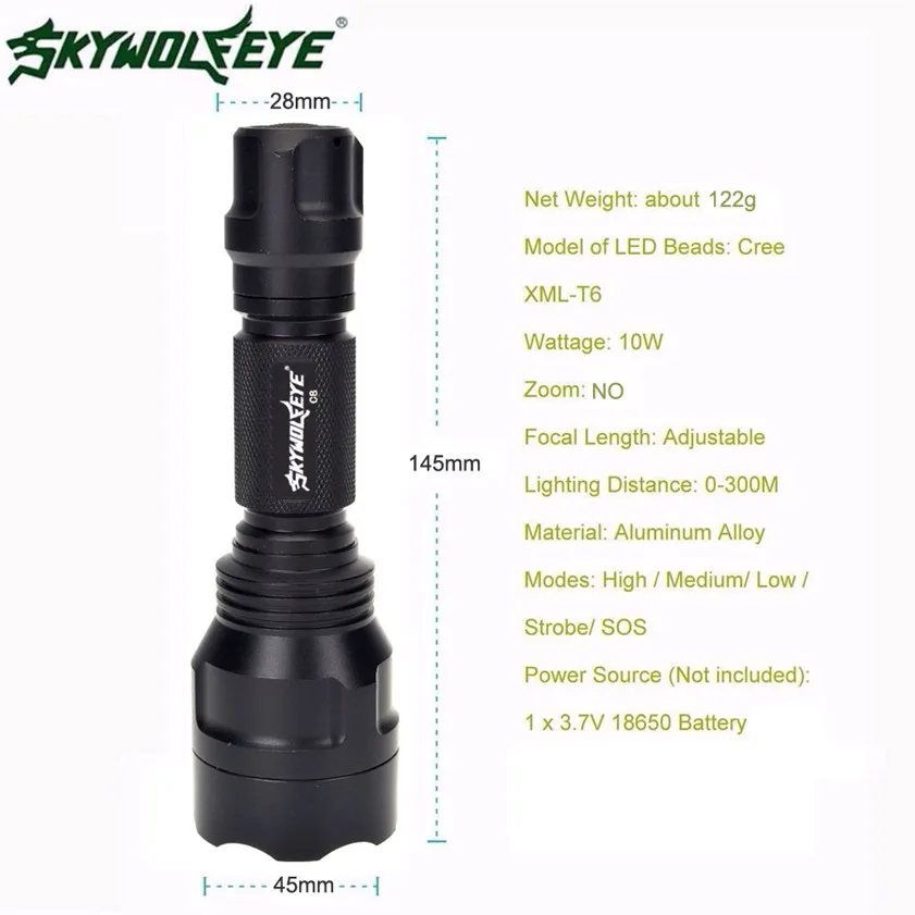 Светодиодный фонарик 18650 C8 CREE XM L T6 5 режимов высокое качество|lamp pillar|lamp garden lightlight