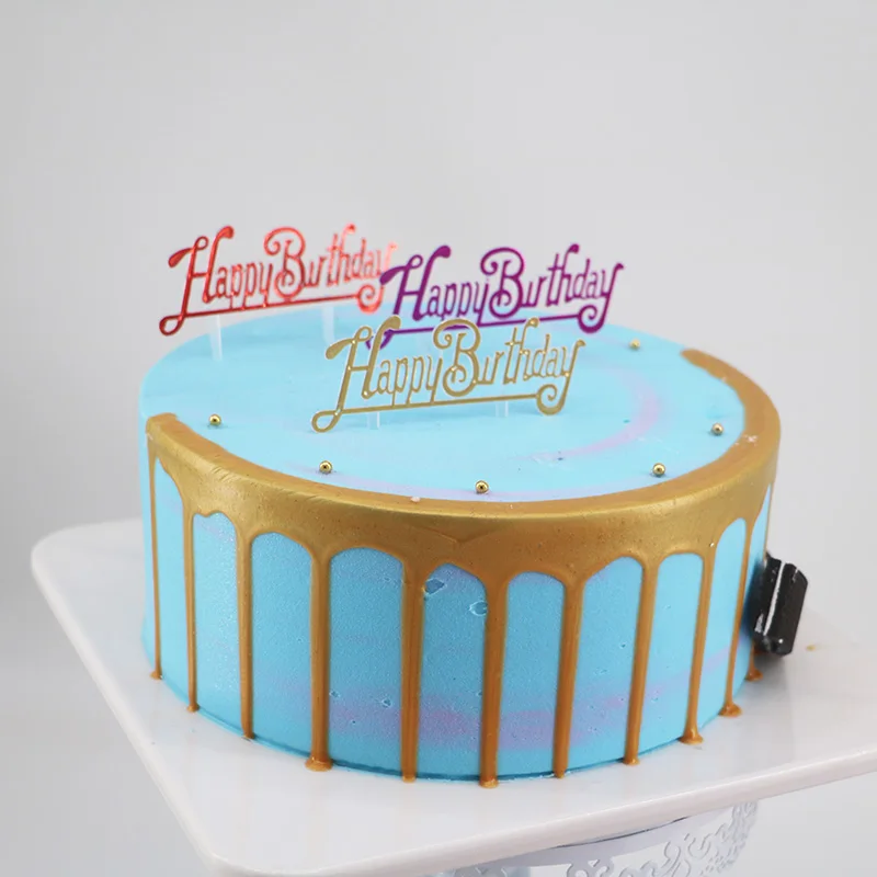 

Creative plastic cake cake decorating English Happy Birthday plugin children's dessert stage happy.100pc